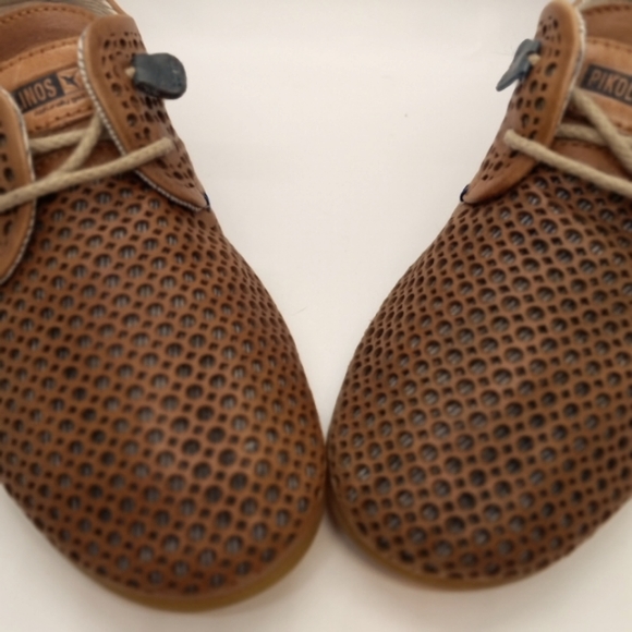 🔥OVER $100+ OFF!🔥37 6.5 7 PIKOLINOS LAZER CUT BROWN LEATHER RUBBER SOLE FLATS - Picture 3 of 16